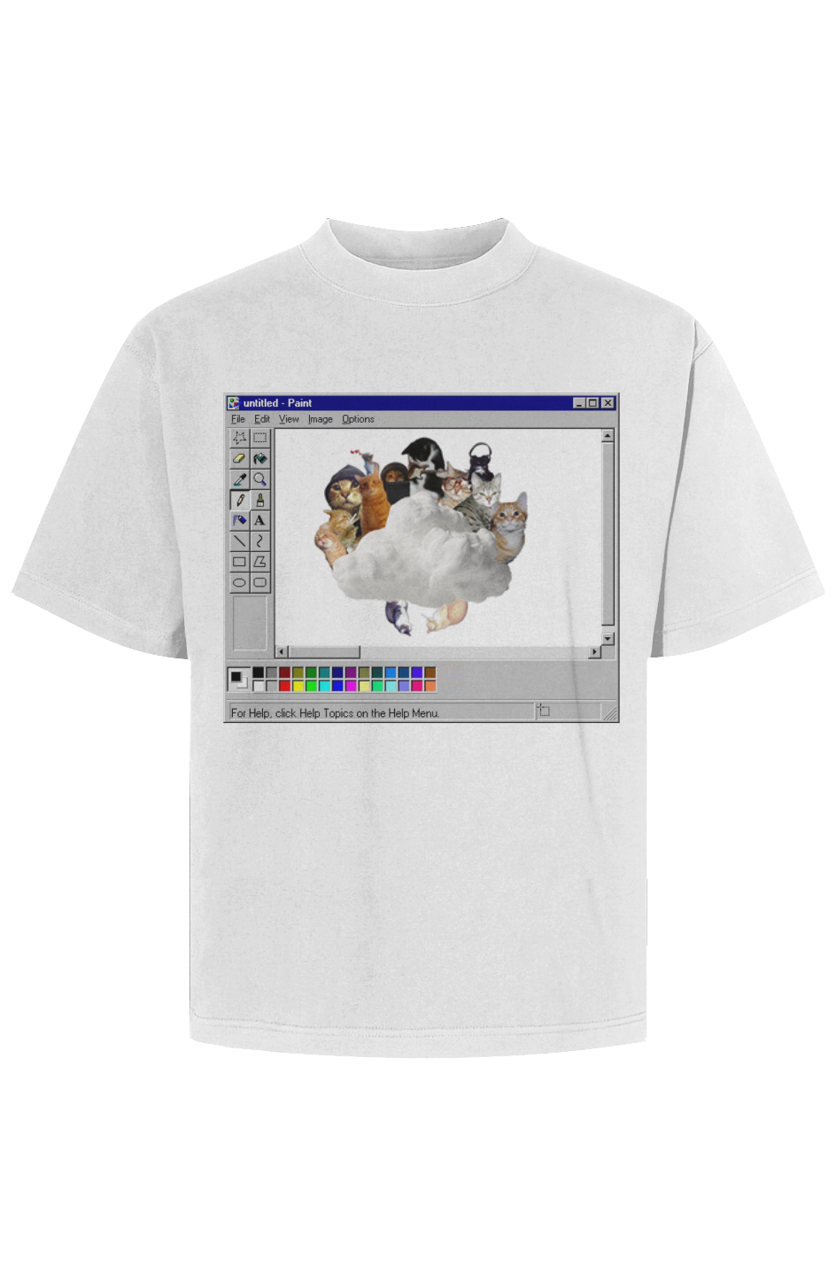 Cropped Max Heavyweight Tee - Cats & Clouds