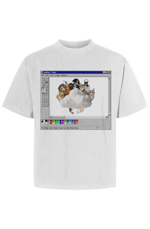 Cropped Max Heavyweight Tee - Cats & Clouds